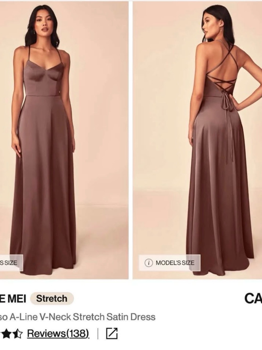 Azazie BNWT Sretch Satin Dress - Espresso